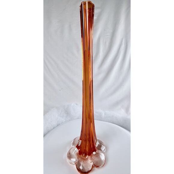 VTG Art Glass Bud Vase Elephant Foot Blood Orange 11.5" Murano Style Hot MCM - Picture 1 of 8